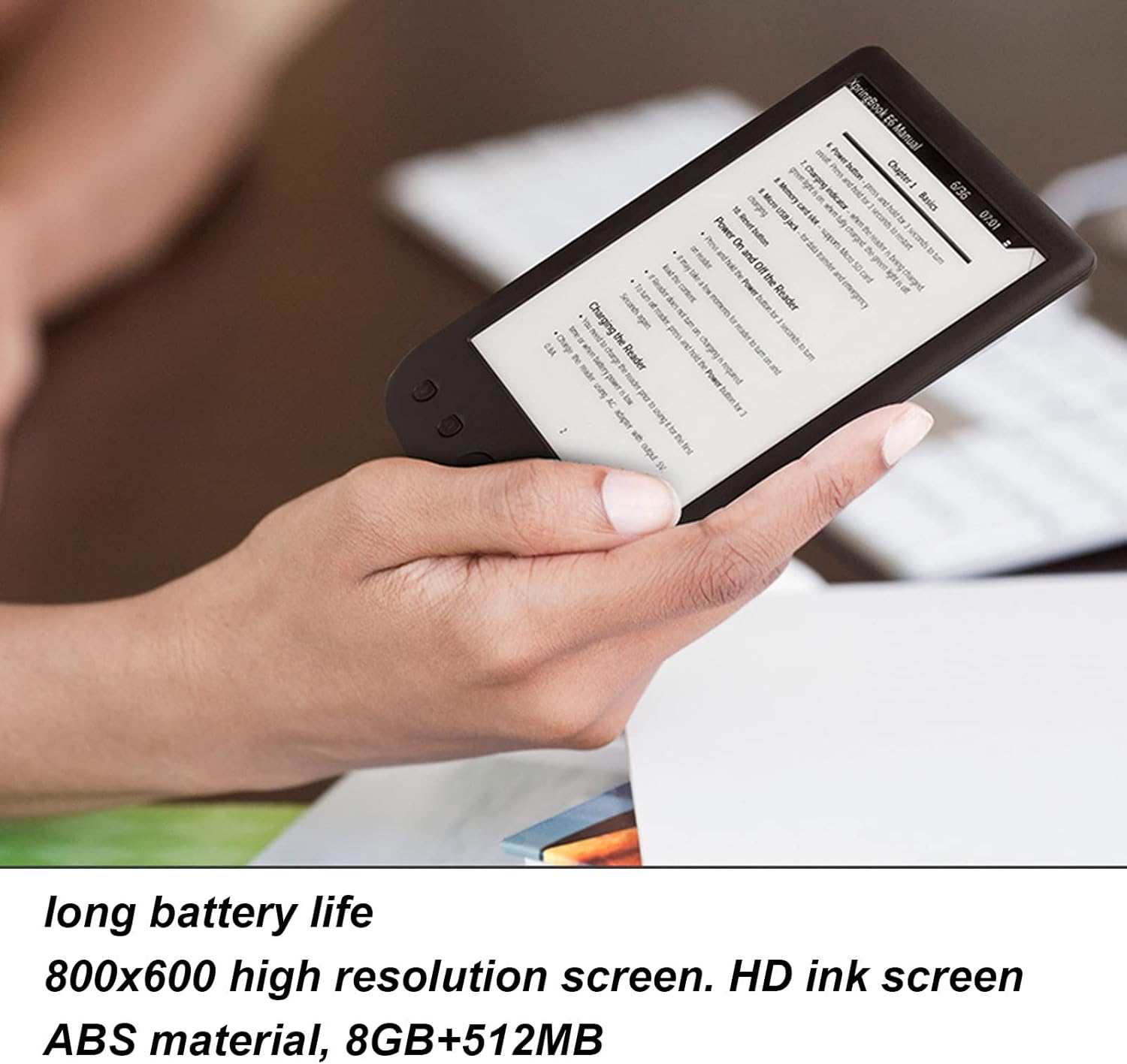 E Reader, 6in HD Ink Screen E Reader Books, 8GB Storage with Navigation and Black Protective Case - Image 3