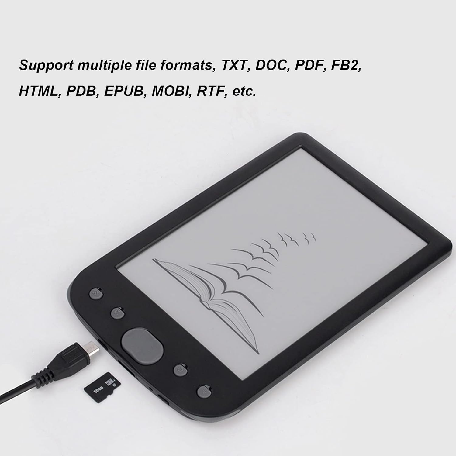 E Reader, 6in HD Ink Screen E Reader Books, 8GB Storage with Navigation and Black Protective Case - Image 4