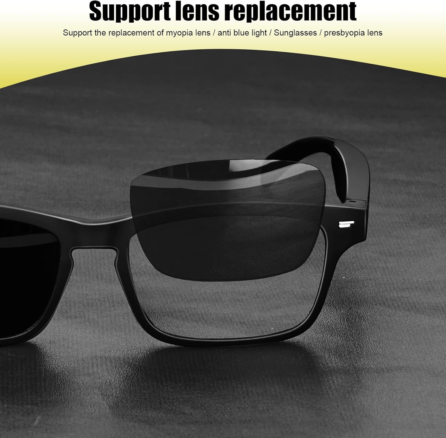 Smart Glasses,Wireless Bluetooth,IP5 Waterproof,Bone Conduction Sound (Music&Call) for All Smart Devices Support Lens Replacement - Blue Light Blocking - Image 7