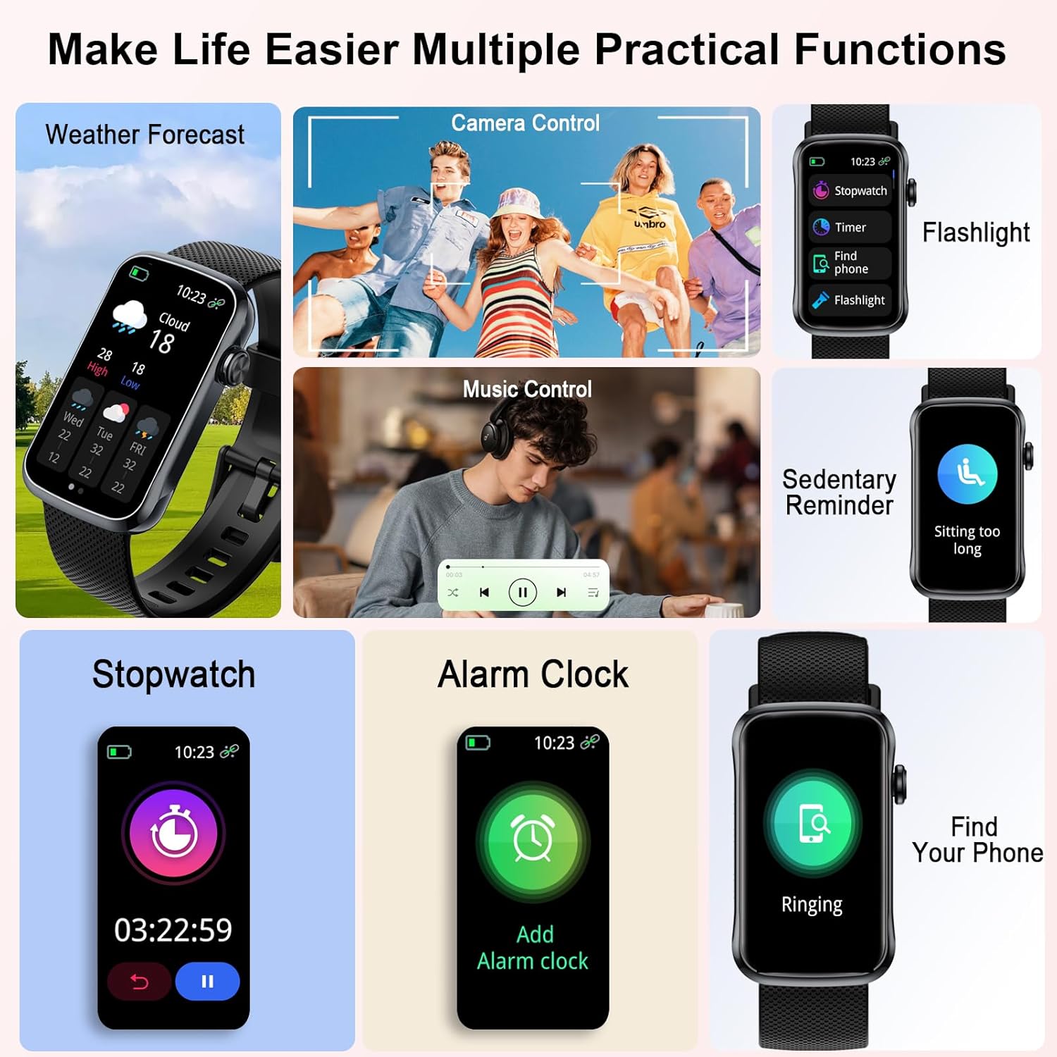Smart Watch, 1.47" HD Smartwatch for Men Women with 24 Sport Modes, IP68 Waterproof Fitness Tracker with 24/7 Heart Rate/Sleep/SpO2 Monitor, Step Tracker, Pedometer, Activity Tracker for Android iOS - Image 6