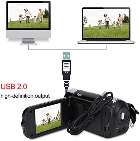Video Camera Camcorder, Full HD Digital Camera Recorder 2.4inch Screen 270 Degree Rotation LCD 16X Zoom Camcorder Camera, Portable Video DV Camera with Battery for Student Teenager Beginner(US Black) - Image 4